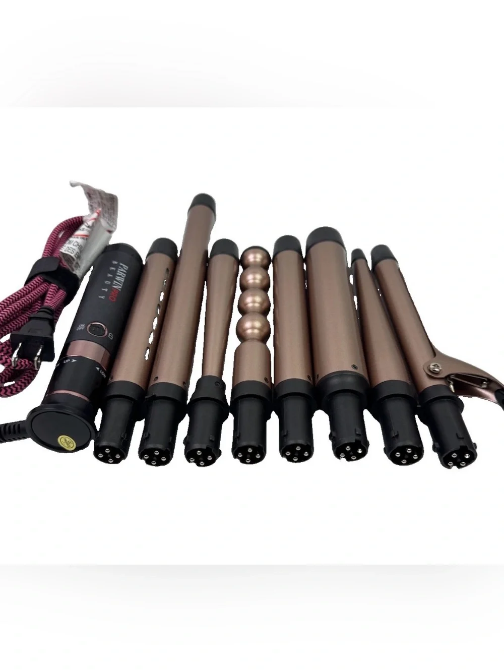 Parwin Pro Beauty 8-in-1 Curling Iron Set Rose Gold 8 Interchangeable Barrels In